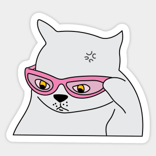 Cat with glasses illustration meme Sticker